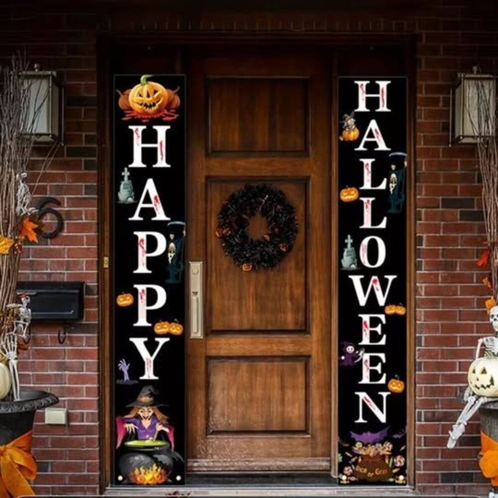 Halloween Porch Banners Spooky Decor Brand New 12X71